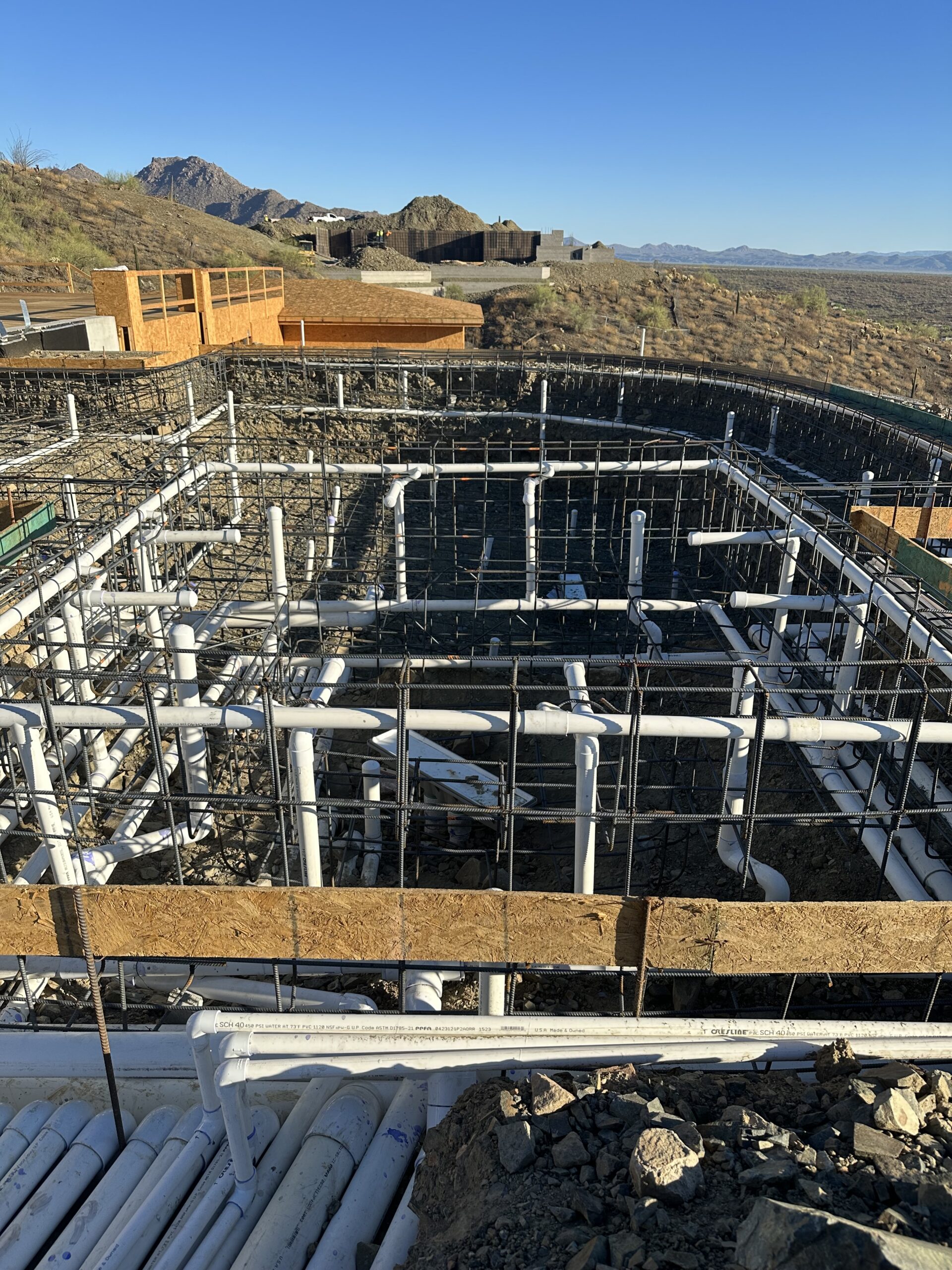 completed pool rebar steel work